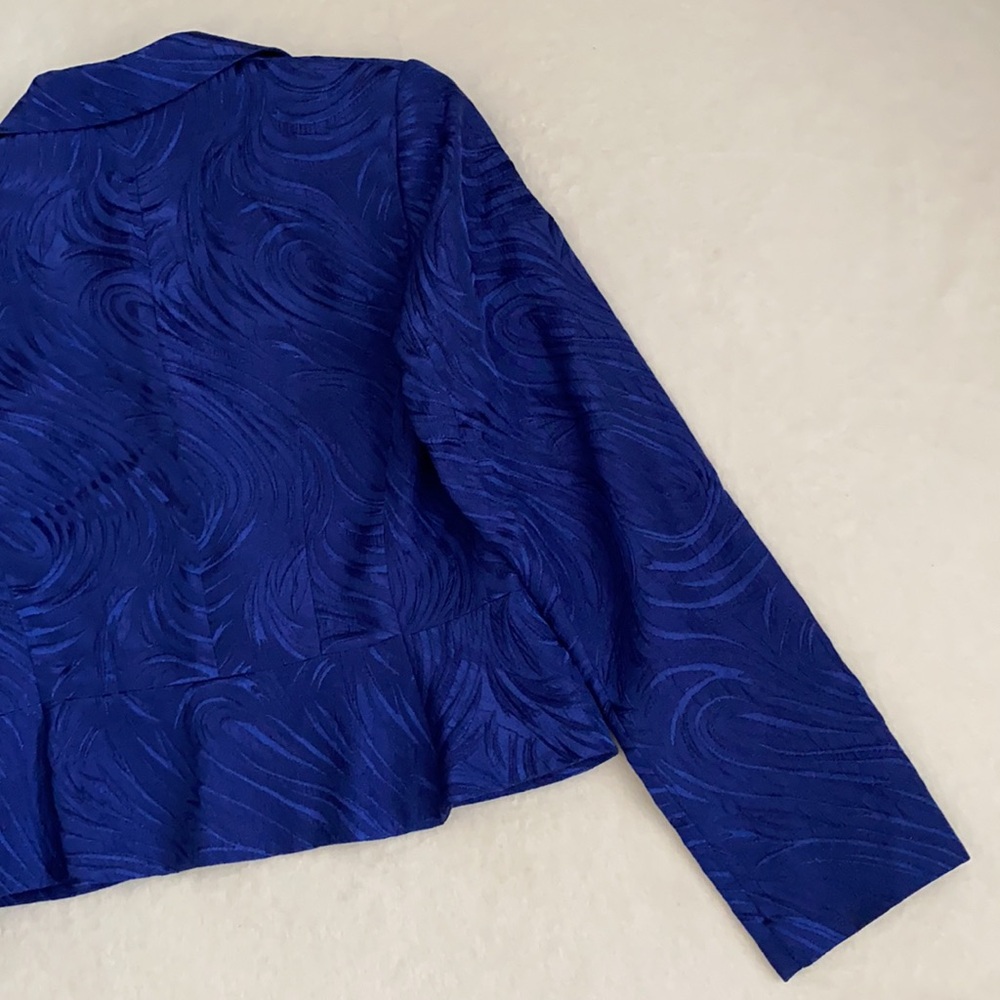 {VTG} John Meyer of Norwich | Metallic Jacquard Jacket Skirt Set Royal Blue (8) - Picture 12 of 16